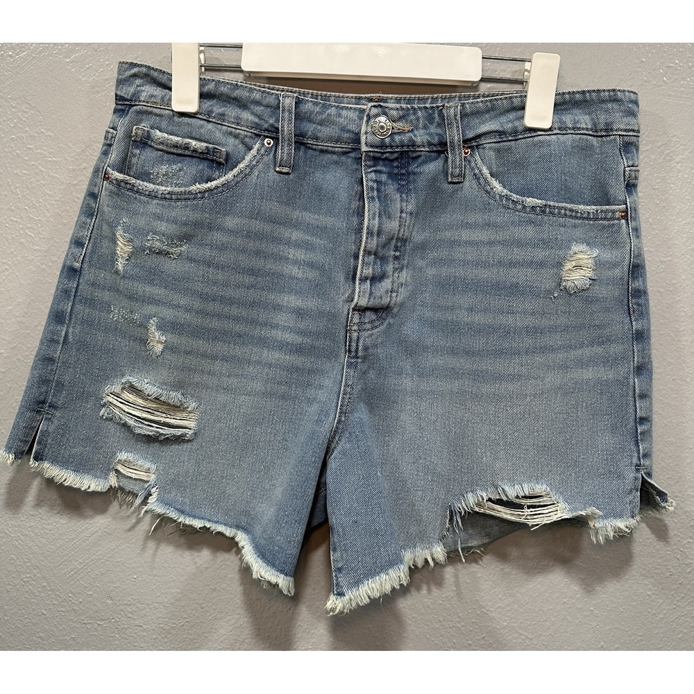 YMI Denim Shorts Women's Size 13/31 Blue High Rise Cut-Off Distressed Frayed Hem